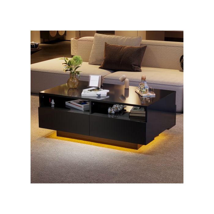 Table basse à LED - MUVOE - WF323712BAA - 4 tiroirs - Multicolore - USB alimenté