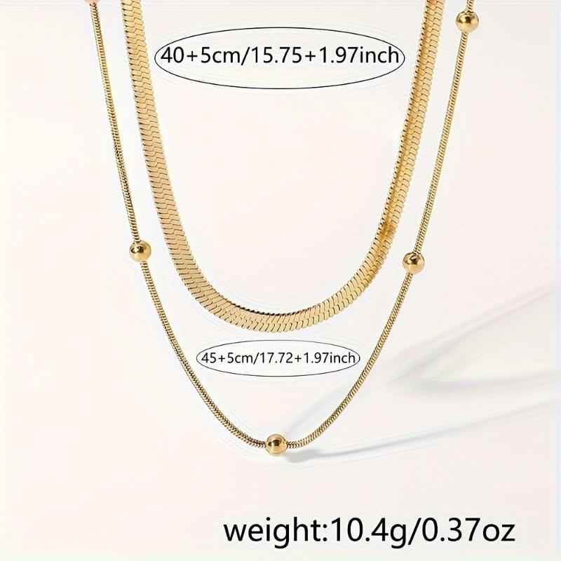 Fashion Women's Luxury Multi-layered Ball Bead Necklace Flat Snake Chain Daily Wear Exquisite Charm Personalized Zircon Gifts