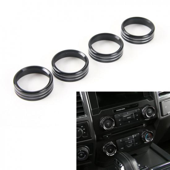 Headlight/4WD/Air Conditioner Switch Knob Trim Cover Ring For F150 XLT Black