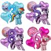 Beautiful My Little Ponys Girl Birthday Number Balloons Decoration Cute Cartoon Love Shape Round Balloons Set Party Supplies Kids Favor