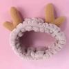 Fascia Lavatesta Peluche Carina Coreana con Corna Meng - Morbido Soffice Accessorio per Capelli di Natale