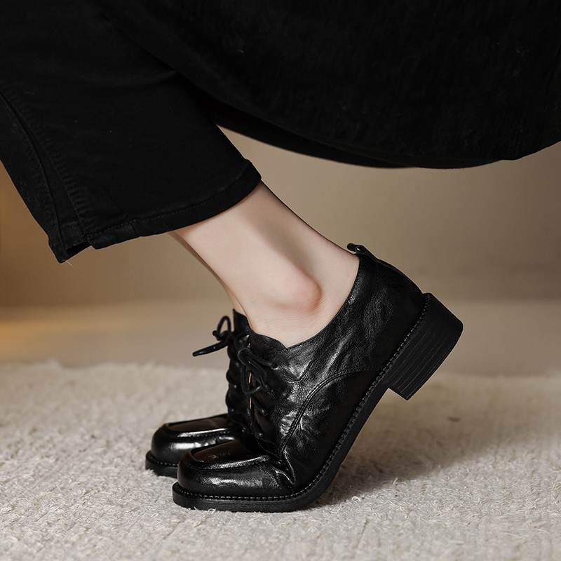 Krazing Pot Sheepskin Round Toe Size 42 Loafers Med Heels Lace Up Size 41 Rome Gladiator Autumn Pumps