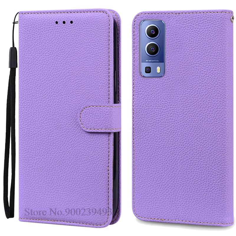 

Для чехла Vivo Y52 5G Чехол Y72 5G Кожаный кошелек Флип-чехол для телефона Для Vivo Y72 Y52 Чехол-книжка для Vivo Y 52 72 5G Coque Fundas For Vivo Y52 5G светло-фиолетовый