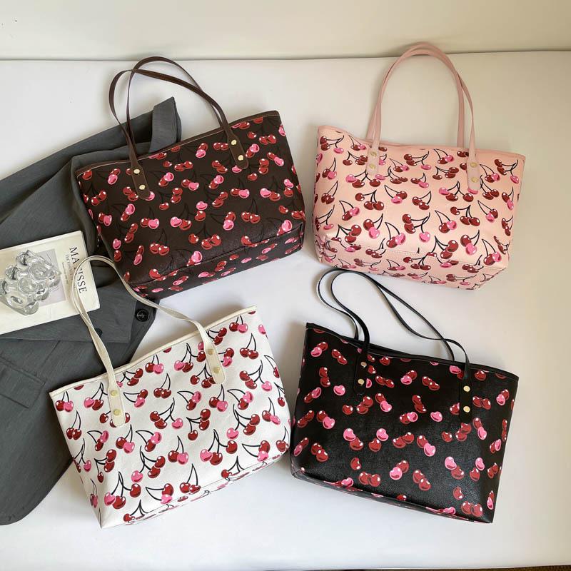 Bags Women's Shopping Bag Shoulder Large Capacity Cherry Print Fashion Simple Tote Bag Handbag
