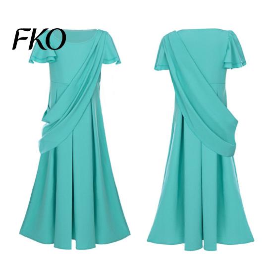 Vestito Accappatoio Azzurro Cielo Statua della Libertà per Bambini Adulti, Costume di Halloween Romano Donna Ragazza con Tiara e Torcia, Patriottico 4 Luglio