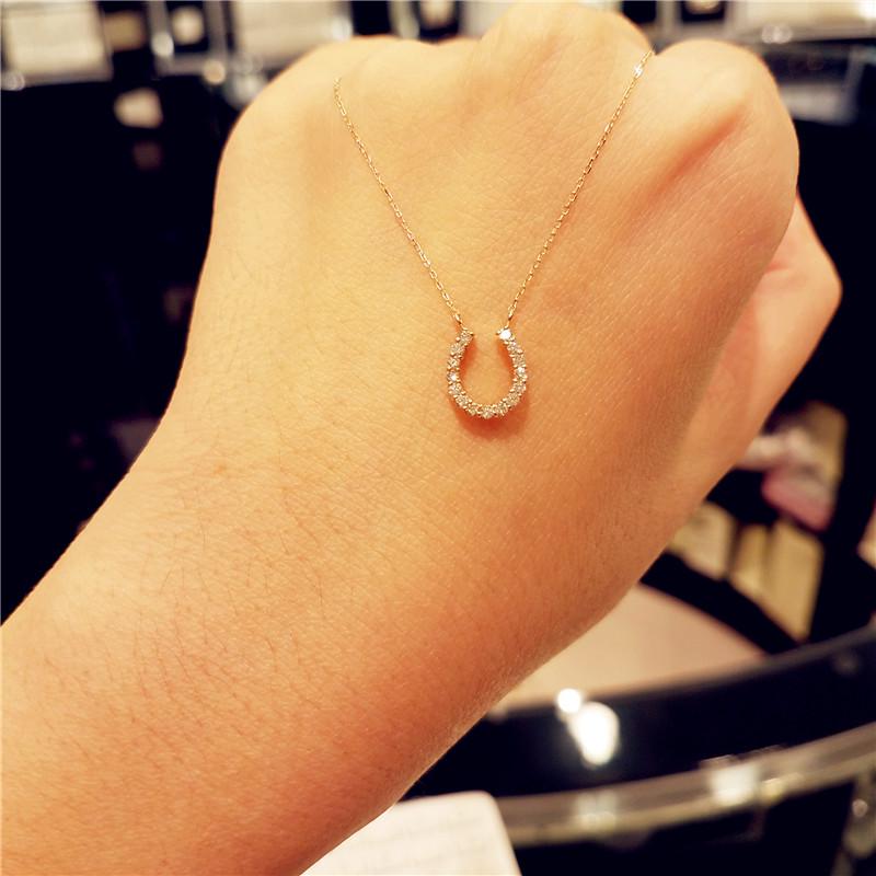 

U-Shaped Zircon Women s Clavicle Necklace, S925 Sterling Silver, Light Luxury Platinum Pendant + Necklace [40+5CM]