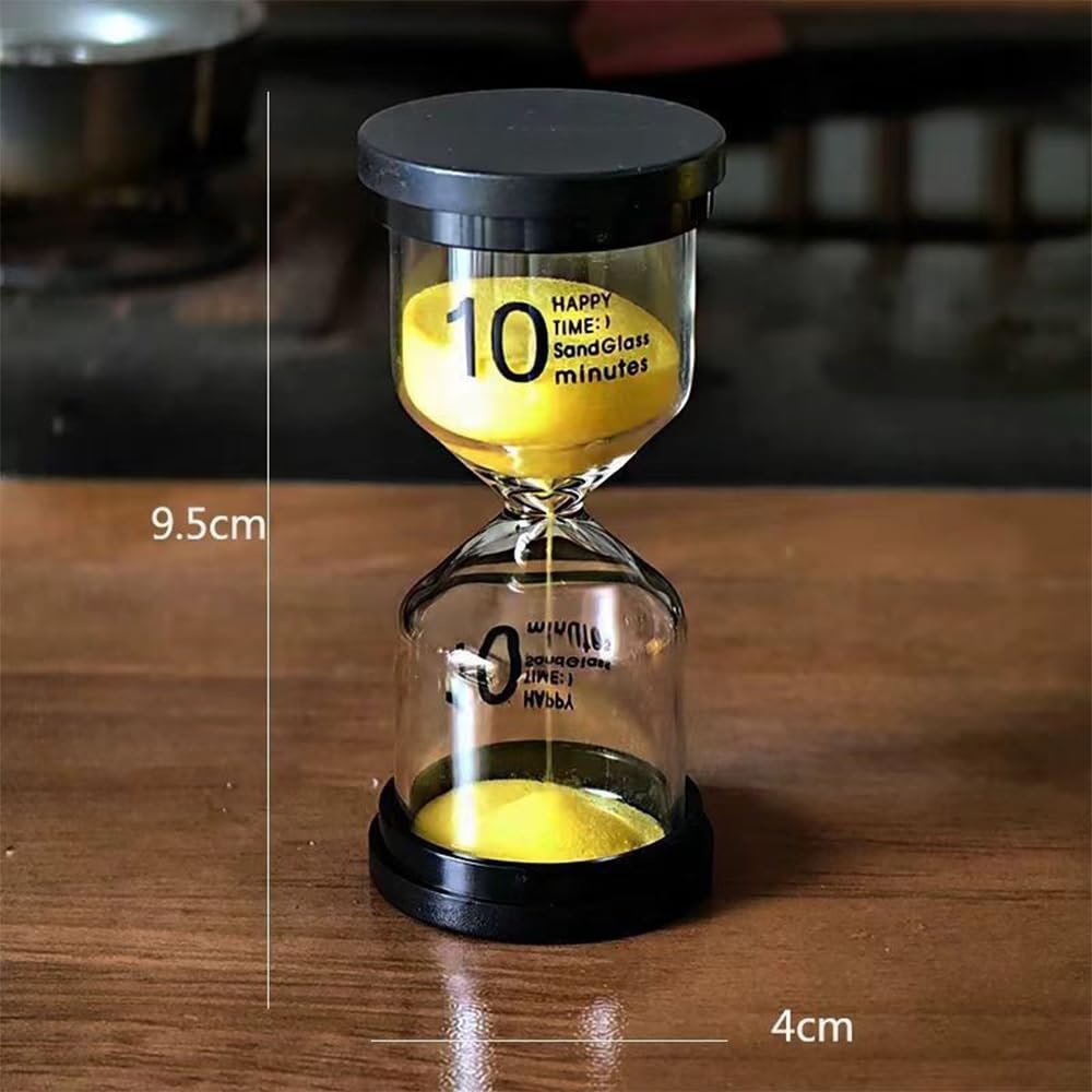 10-Minute Hourglass Indoor Timer, Colorful Mini Test Game for Kitchen, Cooking, Bathroom, Time Management, Decor, Yellow, 1pc