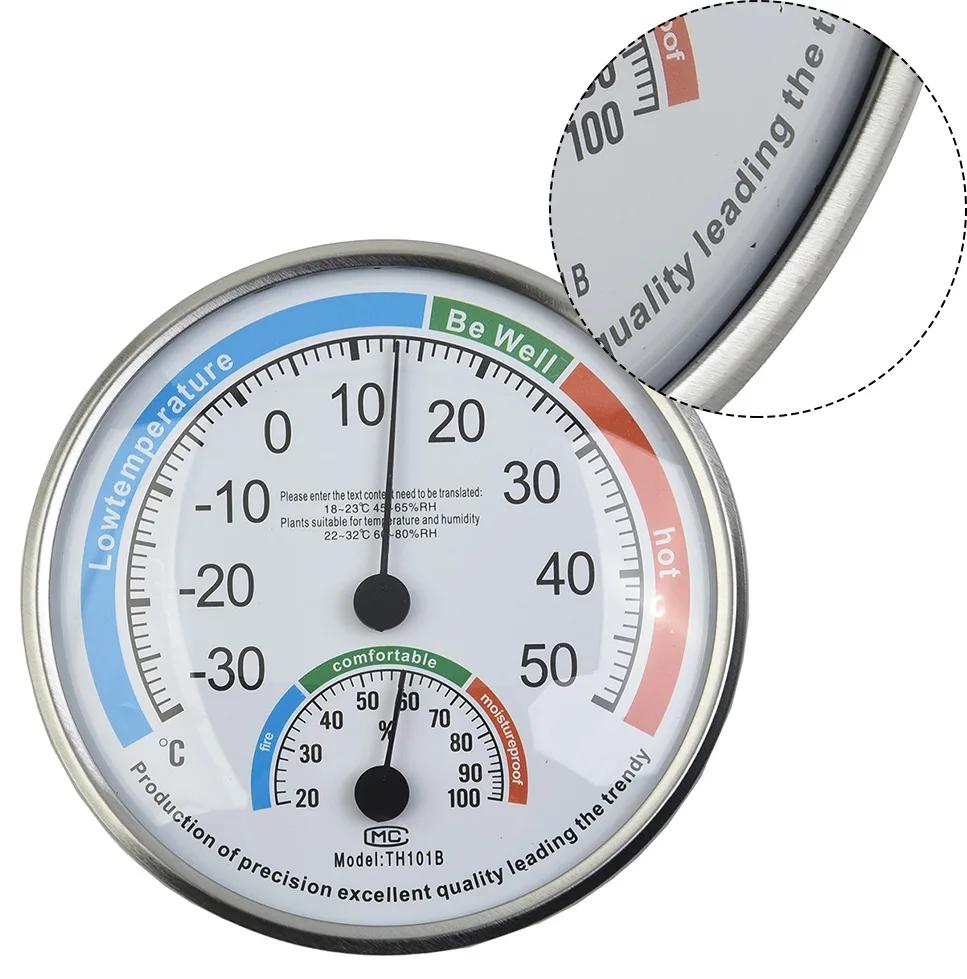 Mini Round Pointer Thermometer Hygrometer -30℃-50℃ Thermometer 20%-100% Hygrometer Indoor Office Humidity Monitor