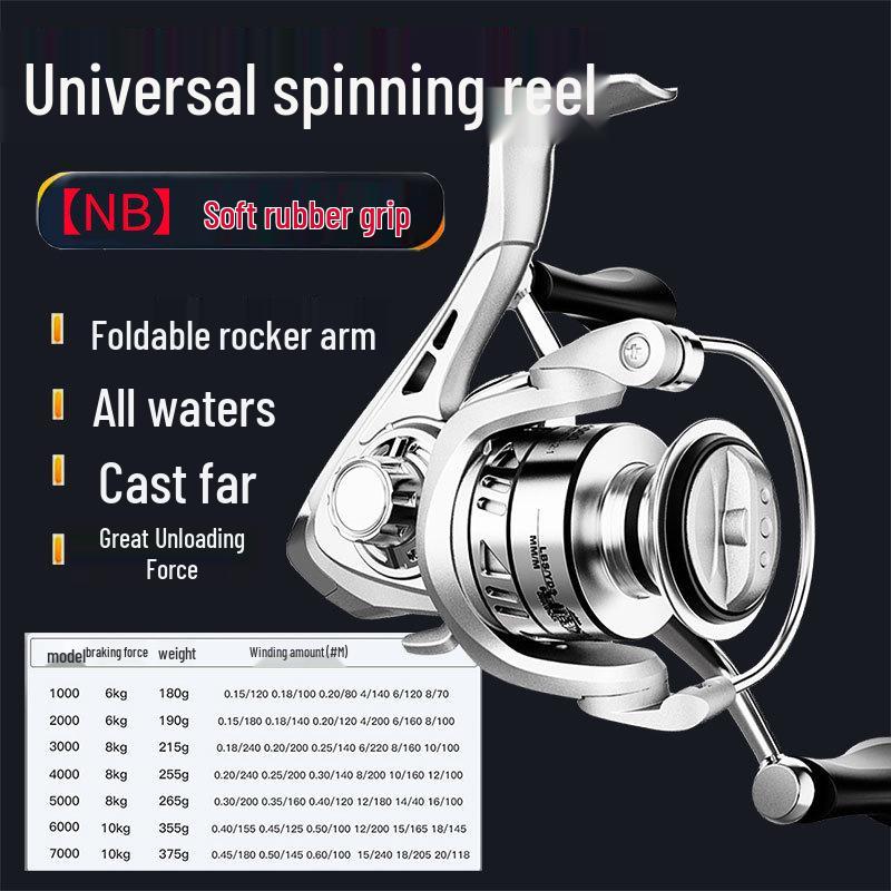All-Metal Spinning Reel with Slanted Line Cup for Long-Cast Smooth Lure, Sea, and Rock Fishing.