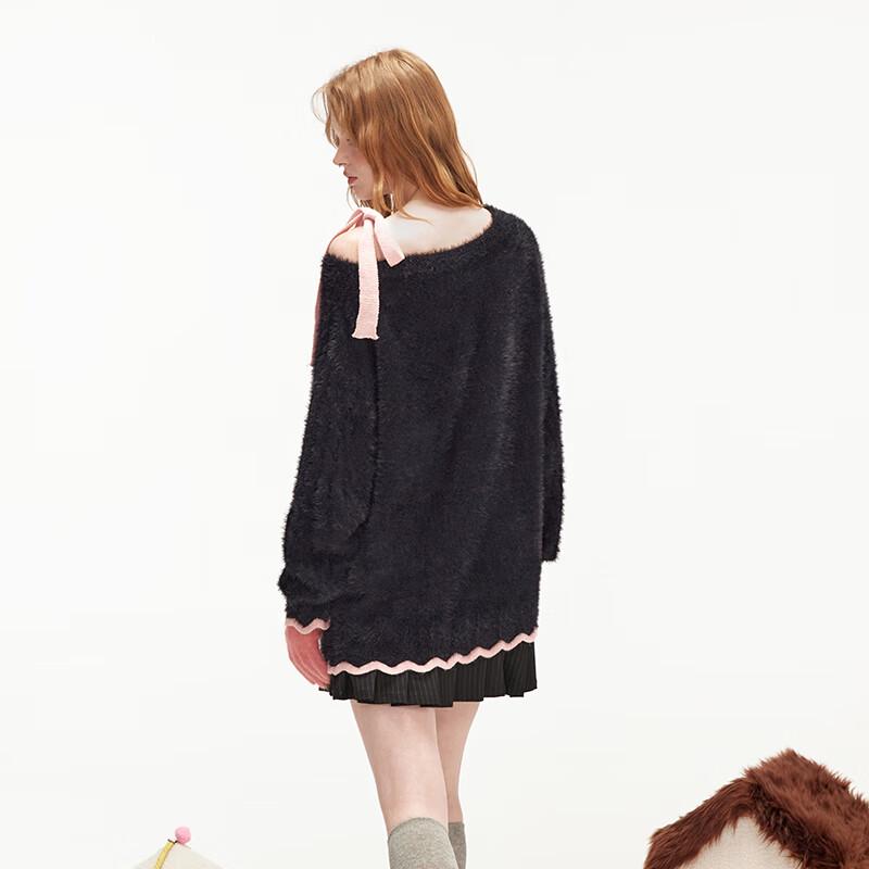 unifree Women's Soft Animal Jacquard Asymmetrical Knit Top