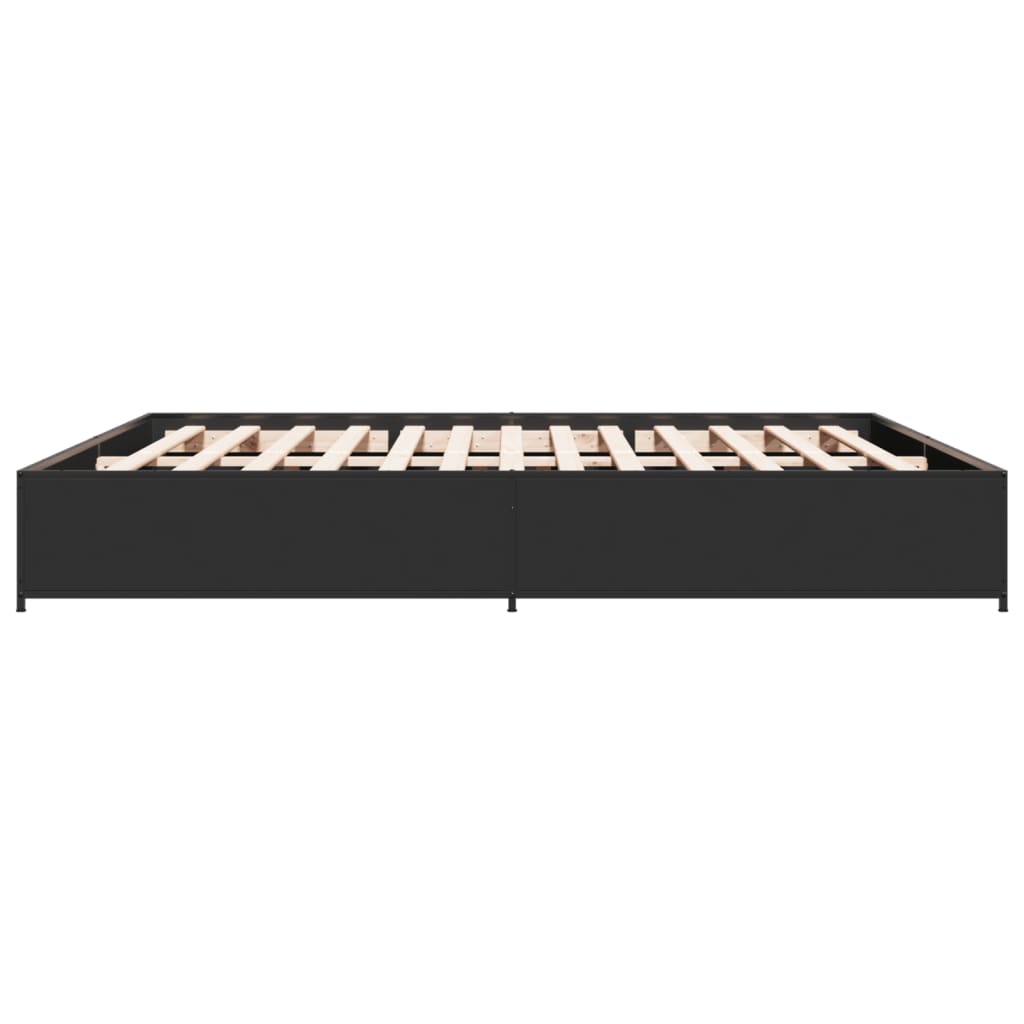 Bed Frame Black 160 x 200 cm Particleboard and Metal
