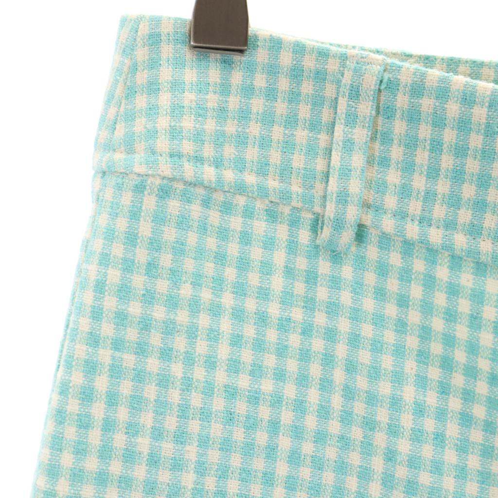Unused ZARA Gingham Check Pattern Flare Pants M Mint Green Women Used
