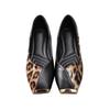 Fashion New Popular Shallow Soft Sole Leather Sandals Shoes Women's Flats Square Metal Head Personality Leopard Print Mary Jane Ballet
