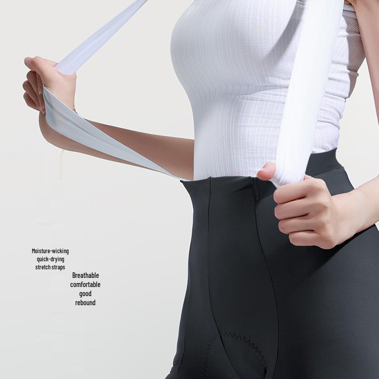 Lanpada Women's Slim Fit Cycling Bib Pants - Black, High Elastic for Spring/Summer