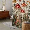 1p Shower Curtain Cartoon Mushroom Flora Printed Starlight Milu Deer Print Toilet Mat Durable Waterproof for Home Bathroom Decor