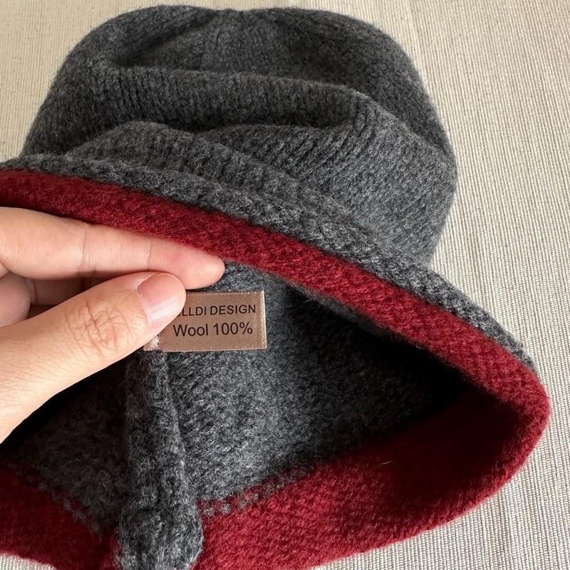 Pure Wool Pile Hat for Men and Women Loose Version Stretch Knitted Cold Hat European and American Style Double Sided Hat