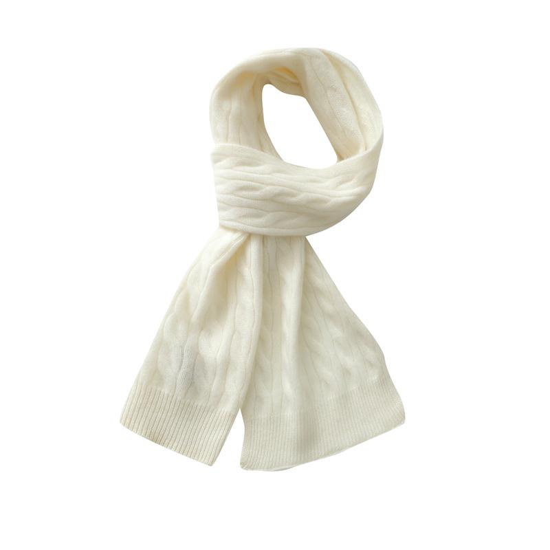100% Pure Cashmere Cable Knit Scarf for Women and Men – Versatile Autumn/Winter Fashion Accessory