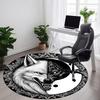 1PC Wolf Yin Yang Office Round Rug, Non Slip, Soft and Durable Office Rug for Interior Decoration, Perfect for Office