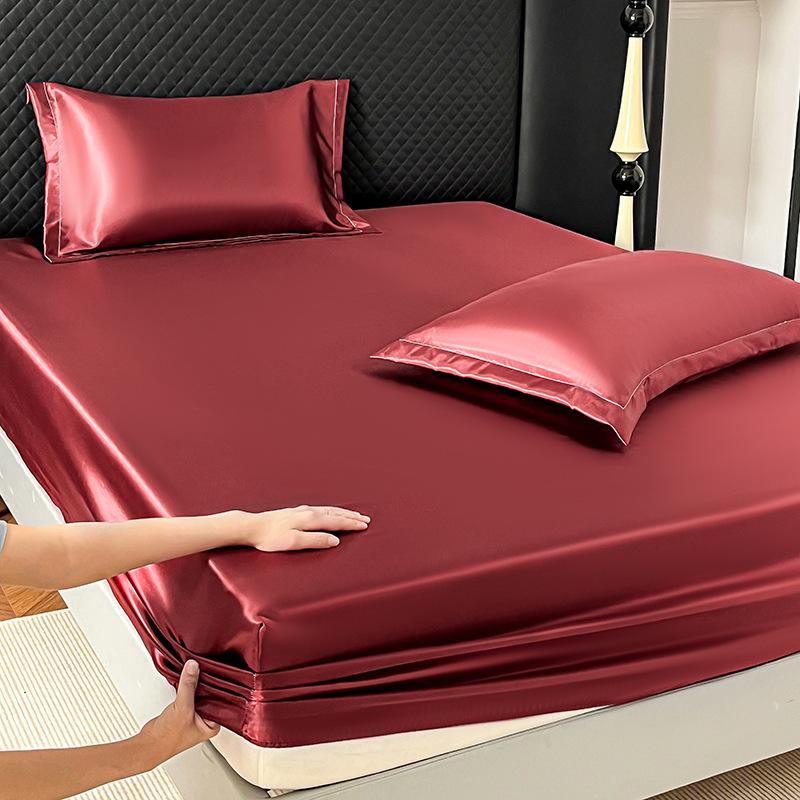 Napínací prostěradlo z ledového hedvábí 90x200 cm Více velikostí Prostěradlo Měkký satén Elastické Matrace Domácí Ložnice Prostěradlo s 360° Elastickým Páskem