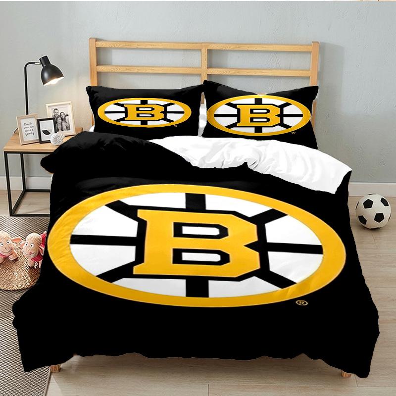 Bruins Emblem hockey 3PCS Bedding set,Ideal for 1pc Duvet Cover And 2pcs Pillowcases Perfect for Fan gift,Ideal for Bedroom, Dormitory