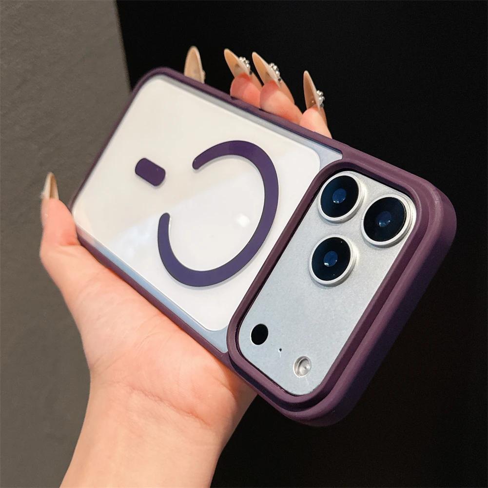 Luxus Bonbonfarbe Magnetisch Für Magsafe Hülle Für iPhone 17 Pro Max Klar Matt Kante Hybrid Silikon Weich Hart Rückabdeckung Schale