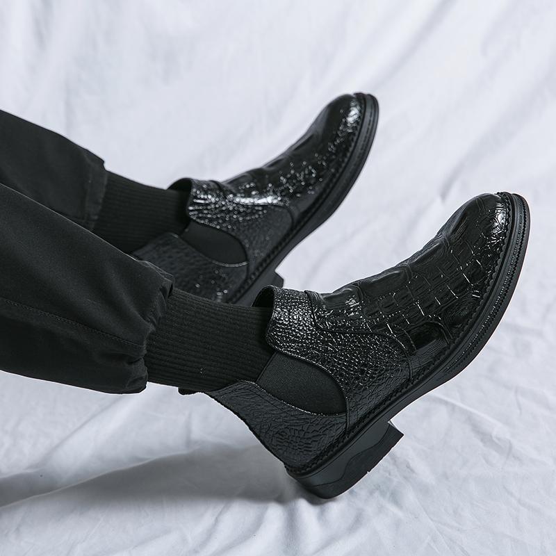 Men’s Motorcycle Boots Retro Street Style Dress Chelsea Boots Tuxedo Wedding Brown Men Ankle Boots