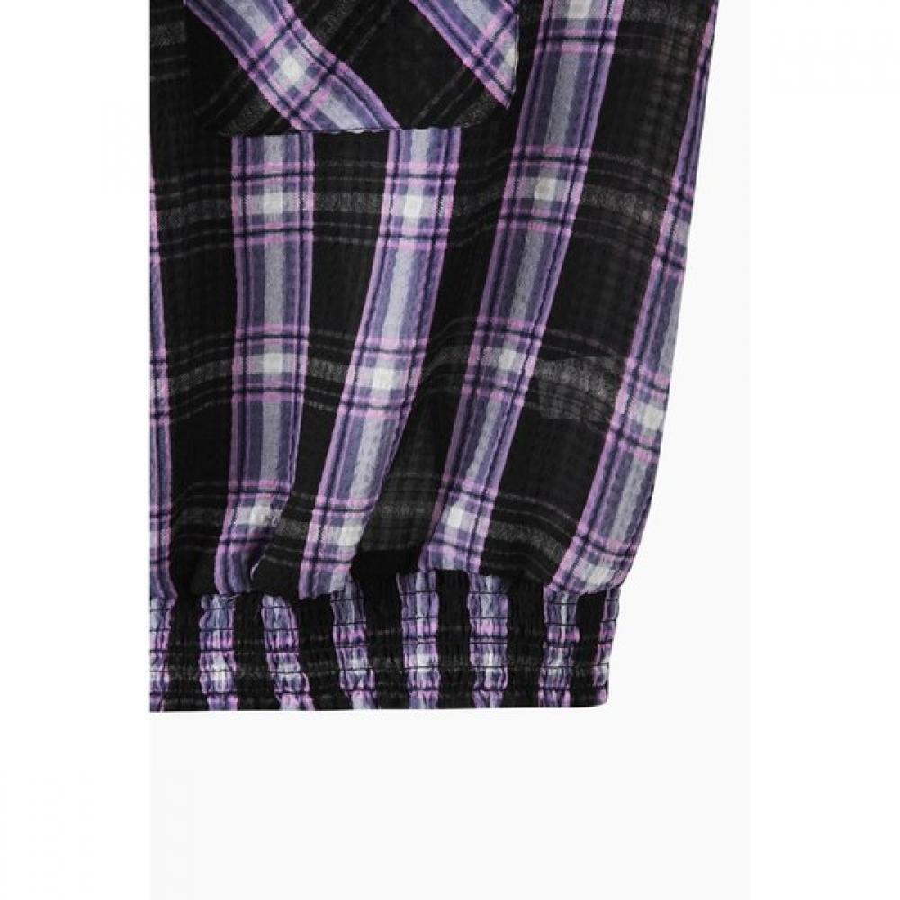 Benetton Smoking Hem Check Sheer Blouse Babl96631