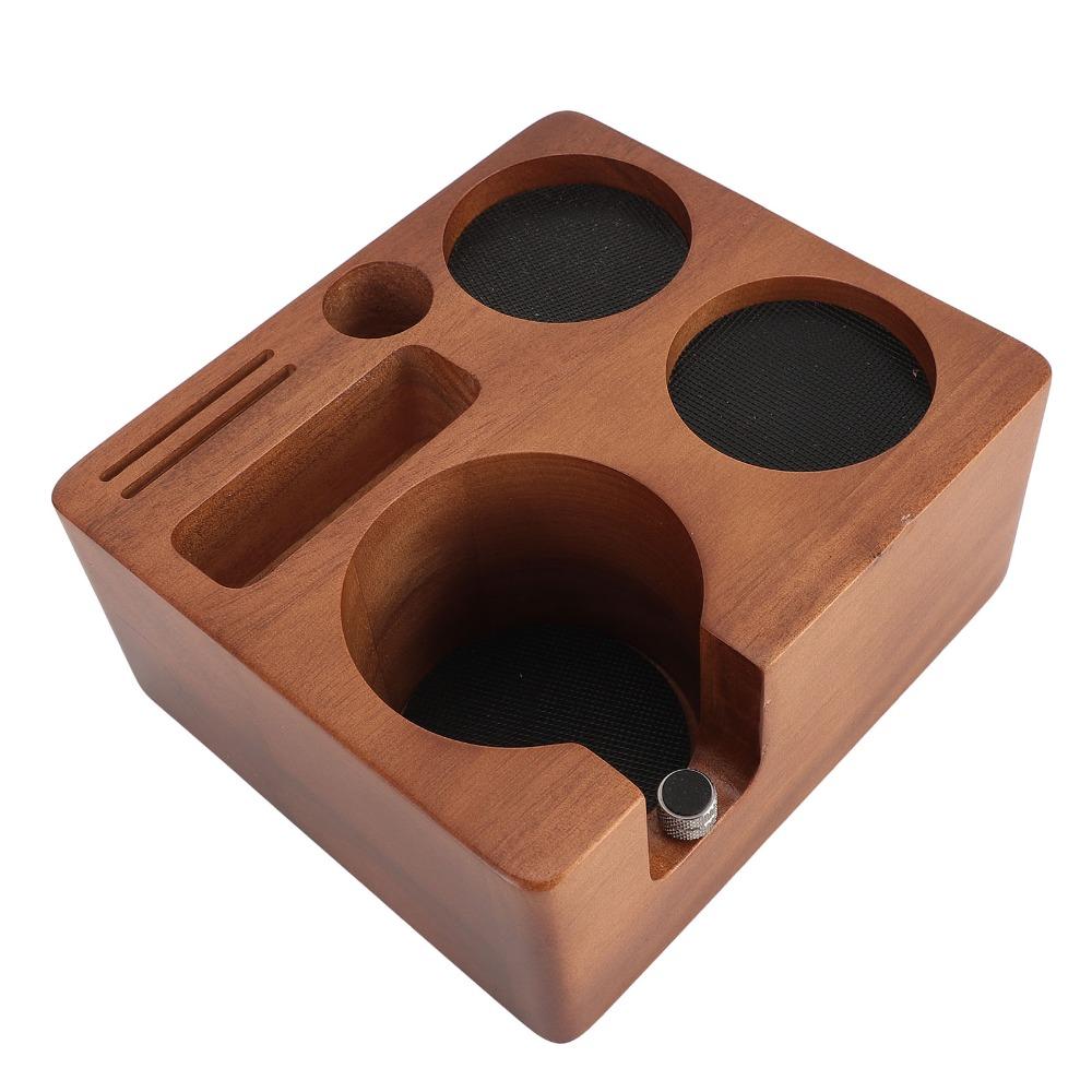 Multifunctional Coffee Tamper Station Compatible Wooden Tamper Stand Espresso Making