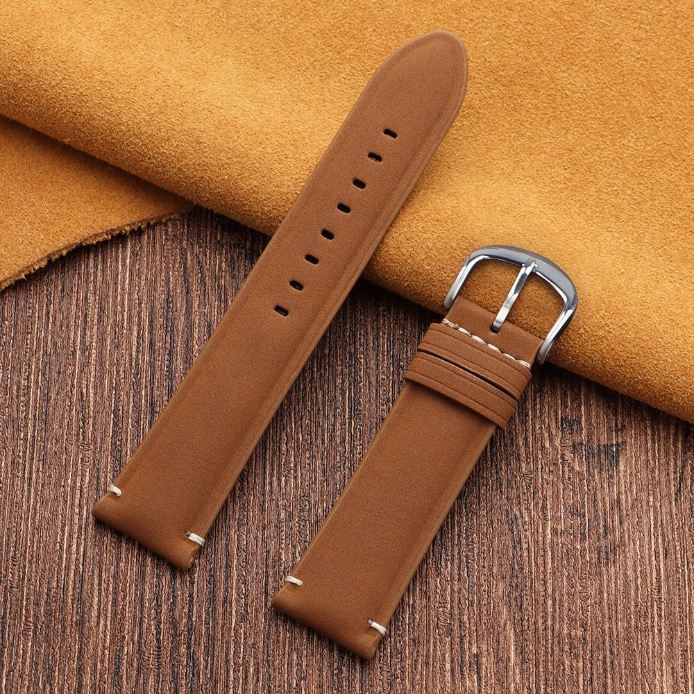 Vintage Matte Leather Watch Band 18mm 20mm 22mm 24mm Universal Bracelet for Rolex for Omega Replace Business Strap for Women Men
