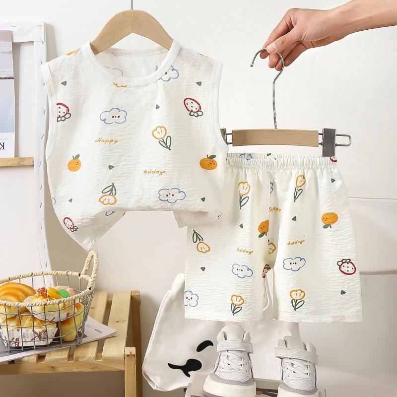 2tlg./Set Kind Unisex Entzückendes Kurzarm T-Shirt + Shorts Set Elastisch Kinder Lässig Sommerkleidung Bequemer Baby Mädchen Jungen Pyjama