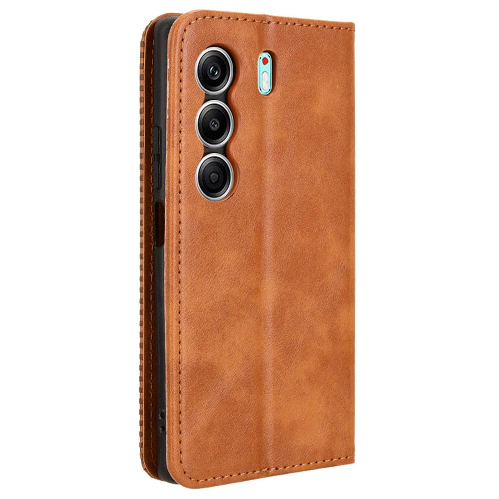 For TECNO Camon 40 4G CM5 Leather Case Wallet Stand Retro Texture Phone Cover