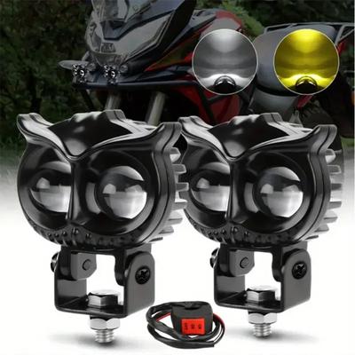 Motorcycles Led Headlight Spotlight Car Dual Color Owl Fog Light for Car Scooter Auxiliary Lamp Motorcycle Accessories Lights