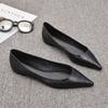 Fashion Women Flats Black Shoes for Lady Big Size 43 44 Pointed Head Pu Leather Stone Pattern Spring Autumn 2025