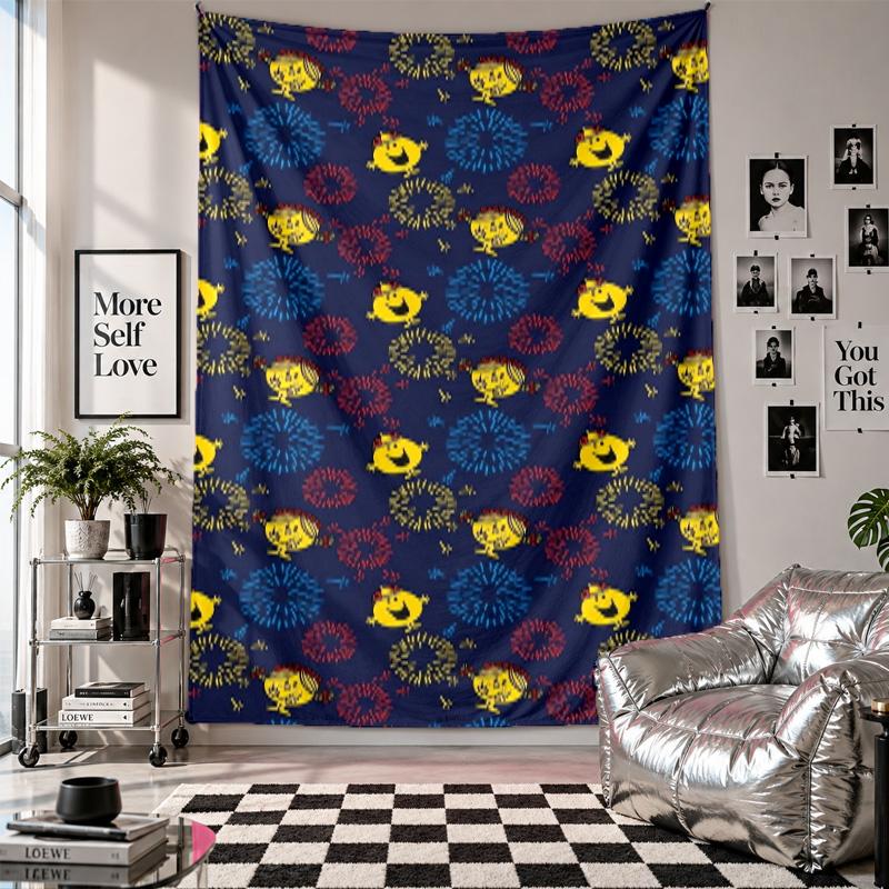 Wall TapestryMr. Men & Little Miss Art Hanging Cloth Decorative Background Cover for Room Decoration