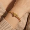 Geometric Heart Bendable Open Cuff Bracelet, 18k Gold-Plated Stainless Steel