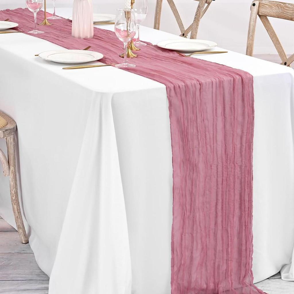 Balinese Gauze Crinkle Table Runner - Braided & Ruffled for Weddings and Parties