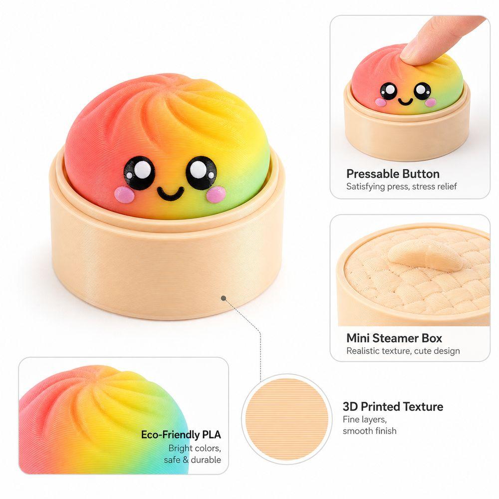 Multiple Gradient Colors Dumplings Blind Box Toy Baozi Fidget Button Toy  For Stress Anxiety Relief