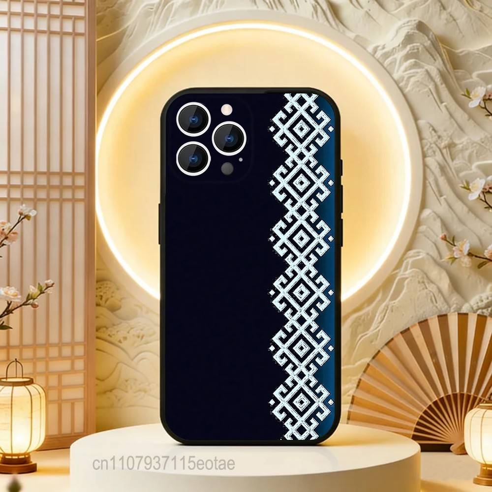 Vintage U-Ukraine Ornaments Pattern Black Case For iPhone 17 13 14 15 11 16 12 Pro Max Pro Max Plus E Air Mini Phone Cover Shell