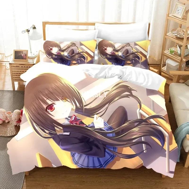 Date A Live Bedding Set Quilt Cover Pillowcases For Adult Kids Single Double Full Queen King Girl Kids Duvet Cover Home Textile