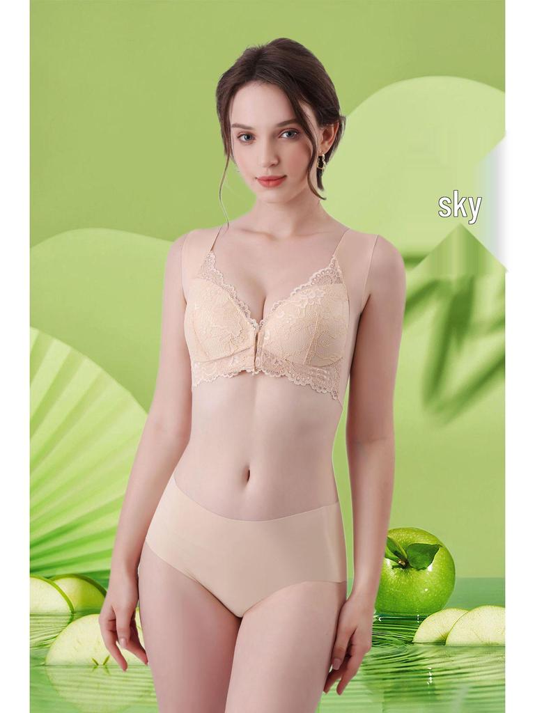 Übergröße Spitzen-Verschluss vorne Nahtloser Bügelloser BH - 3er-Set