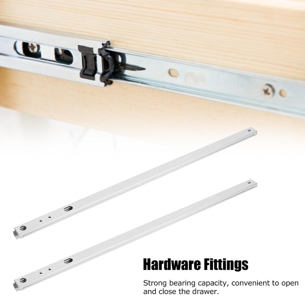 2Pcs Cold-Roll Steel Sheet Drawer Slide Rail Two Way Slide Drawer Slide Track Dresser