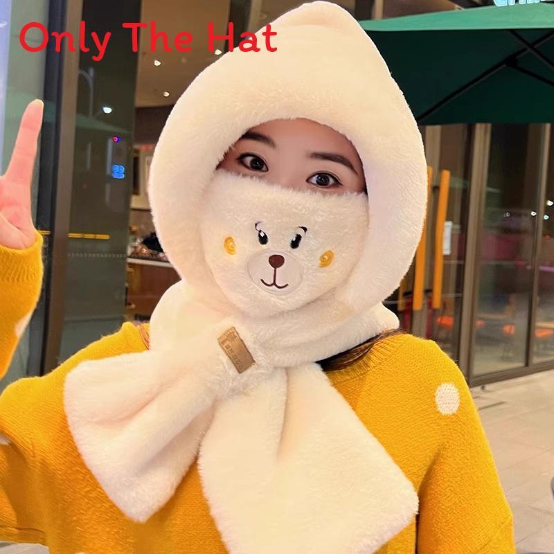 Plush Hooded Scarf For Women With Windproof Neck Cover And Soft Polyester Material