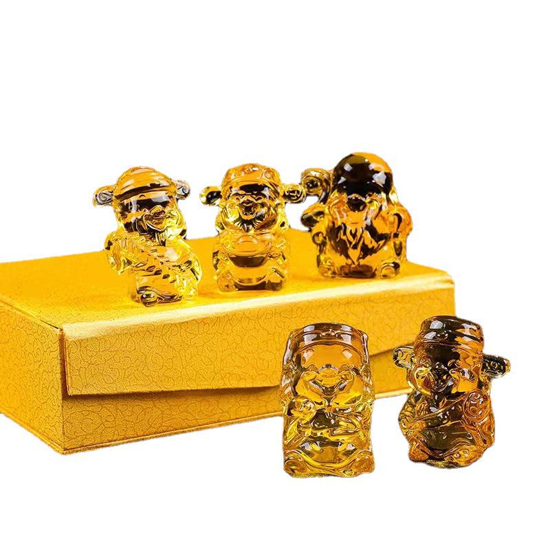 Yellow Crystal God of Wealth Ornament: Five-Way Glazed Decoration for Home or Gifts
