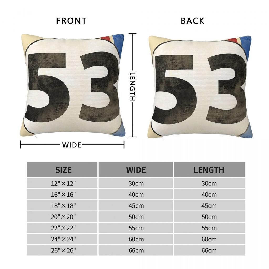 Herbie Number 53 Square Pillowcase Pillow Cover Cushion Throw Pillow For Home Bedroom Car
