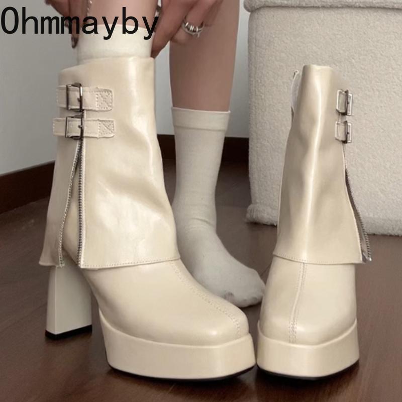 Nightclub Platform Thick Heel Women Ankle Boots Street Style Banquet Party Dress Short Botas Autumn Winter Women's Shoes