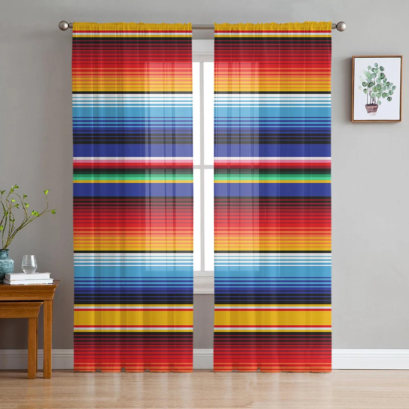 

Красочные Мексиканские Цветы Птицы Прозрачные Шторы для Спальни Гостиной Украшения Окна Шторы Кухни Тюль Вуаль Органза Шторы W135 x H115cm x1&Grommet Top