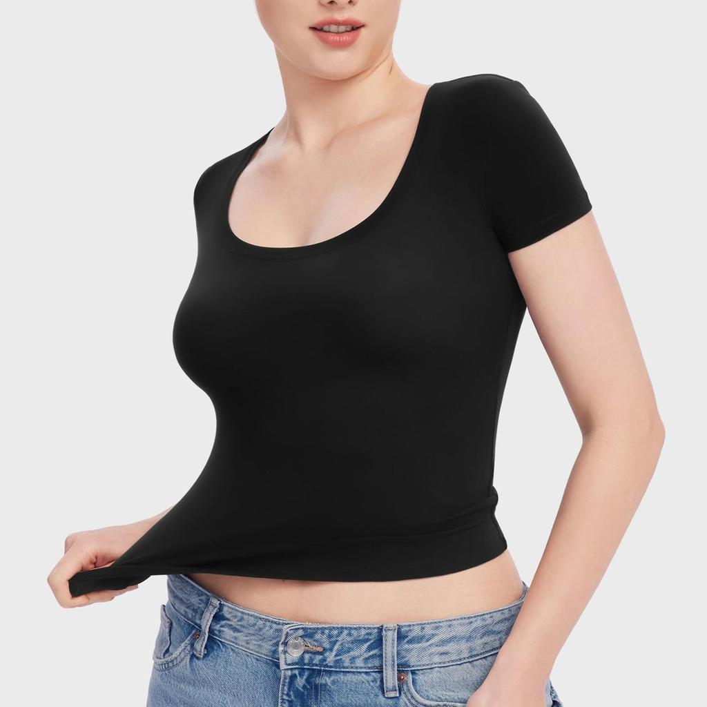 Women's Sexy Short Sleeve O Neck T Shirts Slim Fit  Going Out Tops