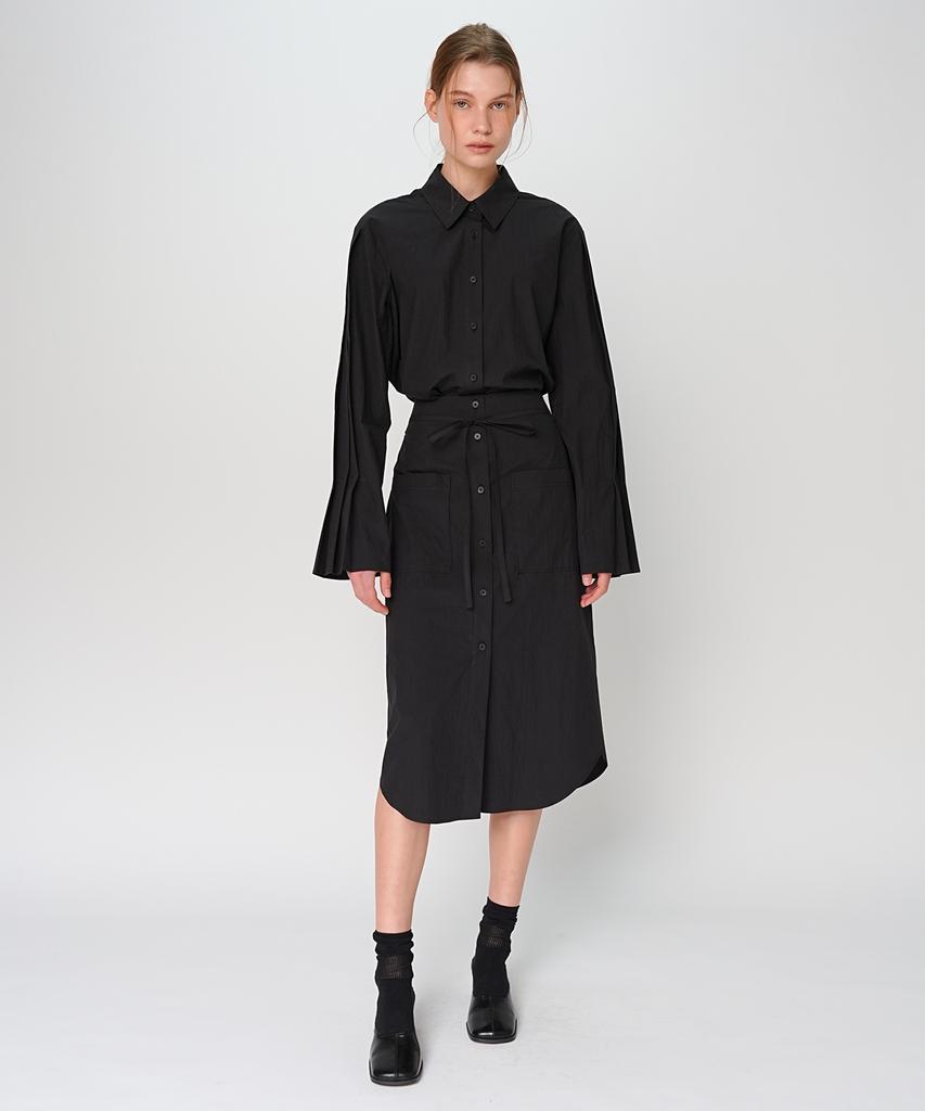 PAUL&ALICE Pleats Sleeve Shirt / Black