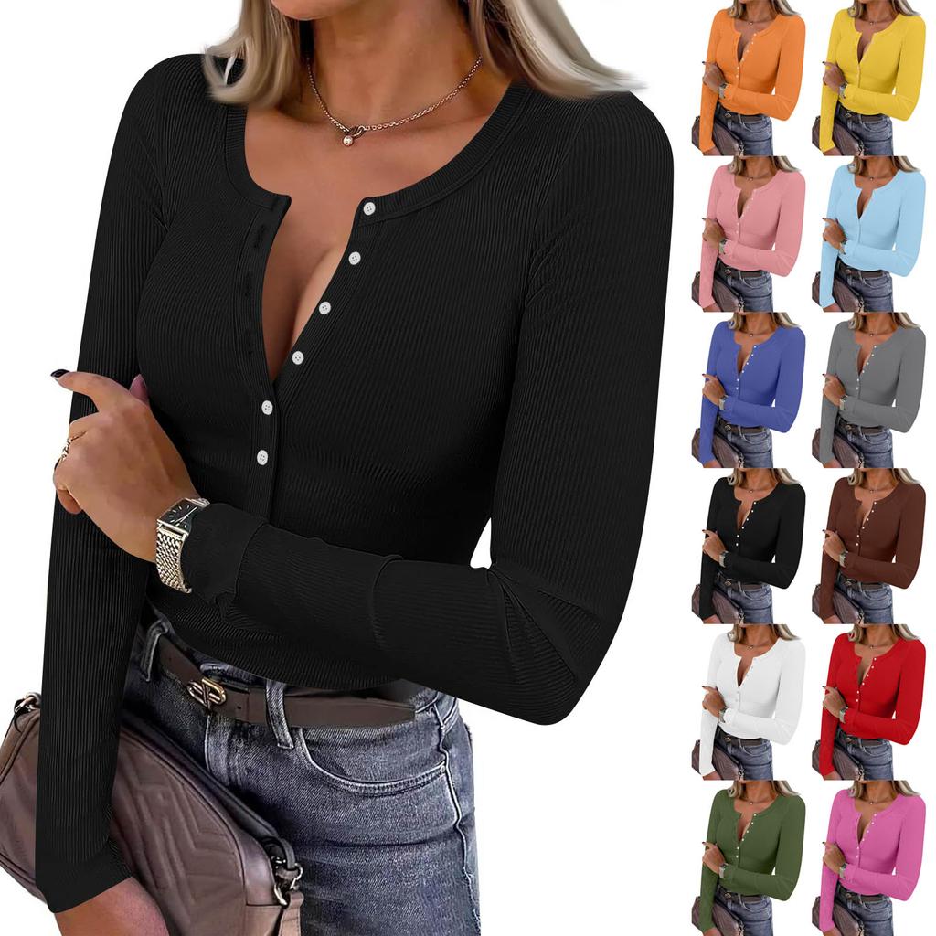 Dámské a zimní tričko se štíhlým dnem Móda Neformální Jednobarevné Pulovr s dlouhým rukávem do U