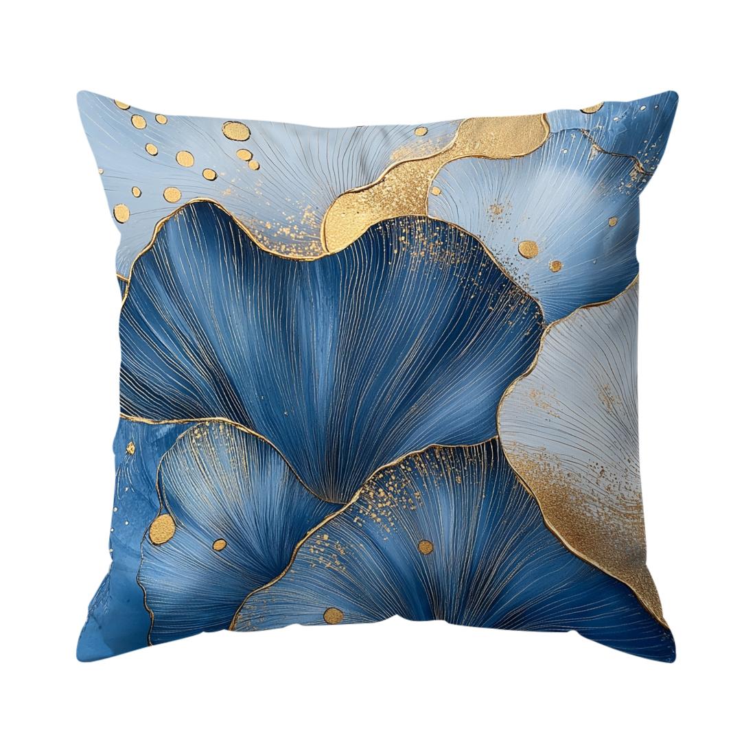 4pcs Blue Abstract Leaves Cushions Pillowcase Polyester Cushion Cover Throw Pillow Pillowcover Home Car Sofa Decor 4PCS